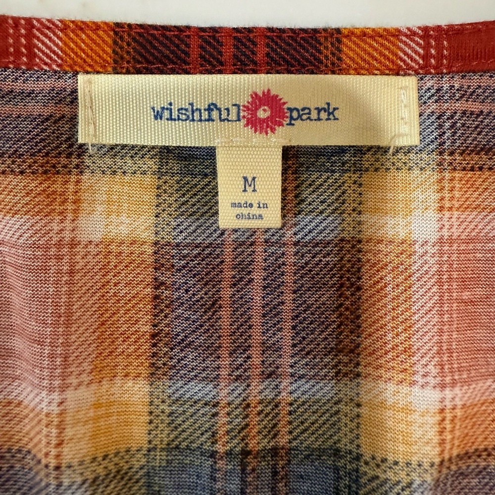 Wishful Park Multicolor Plaid Top Blouse Size Medium - Picture 5 of 7